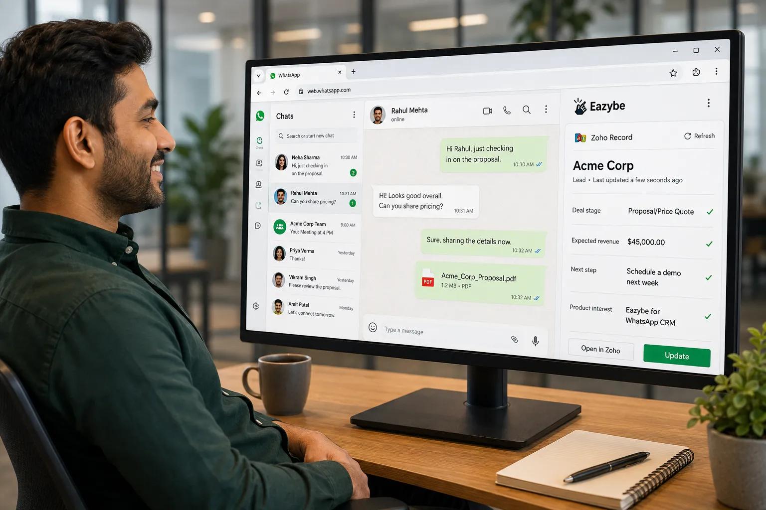 Update Zoho from WhatsApp