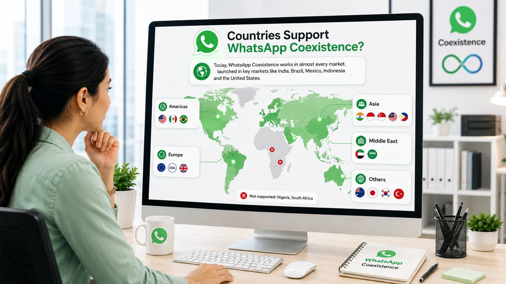 WhatsApp Coexistence supported countries map
