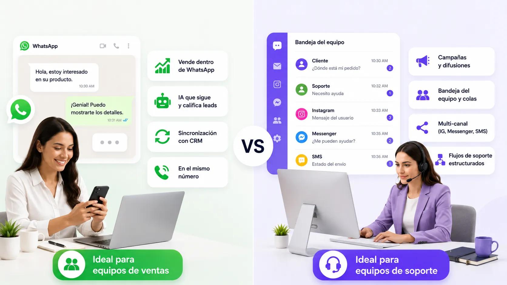 Comparación de características de Eazybe vs Wati