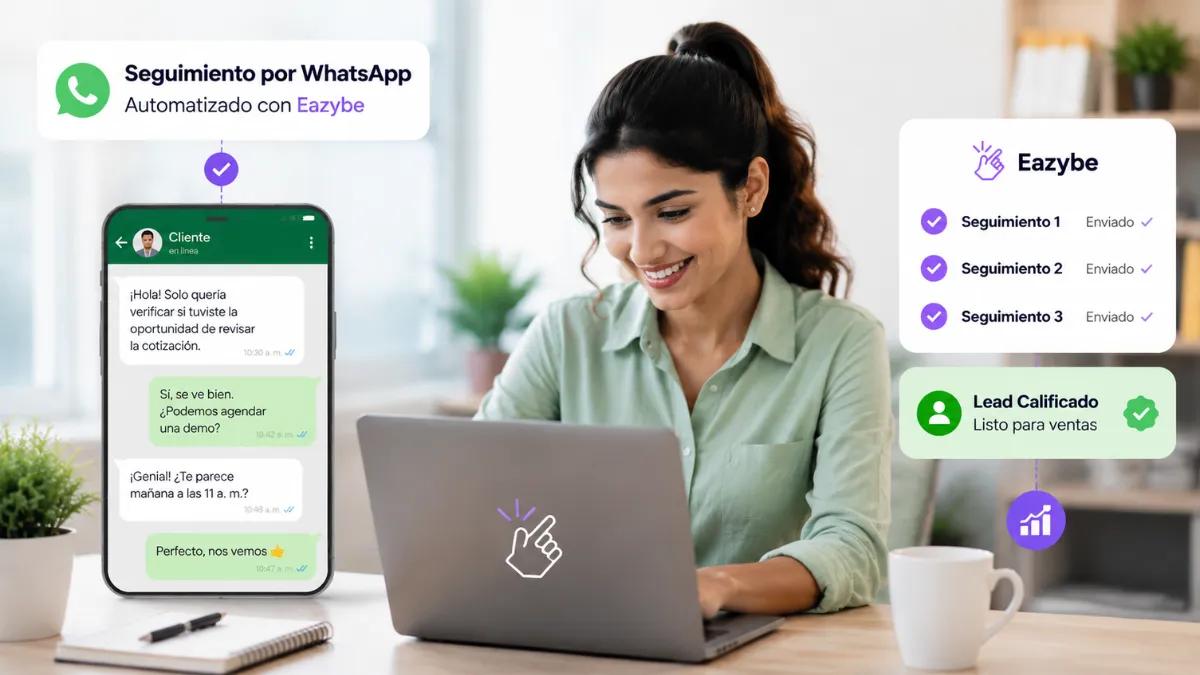 Automatización de seguimiento en WhatsApp enviando tres mensajes hasta que el lead califica