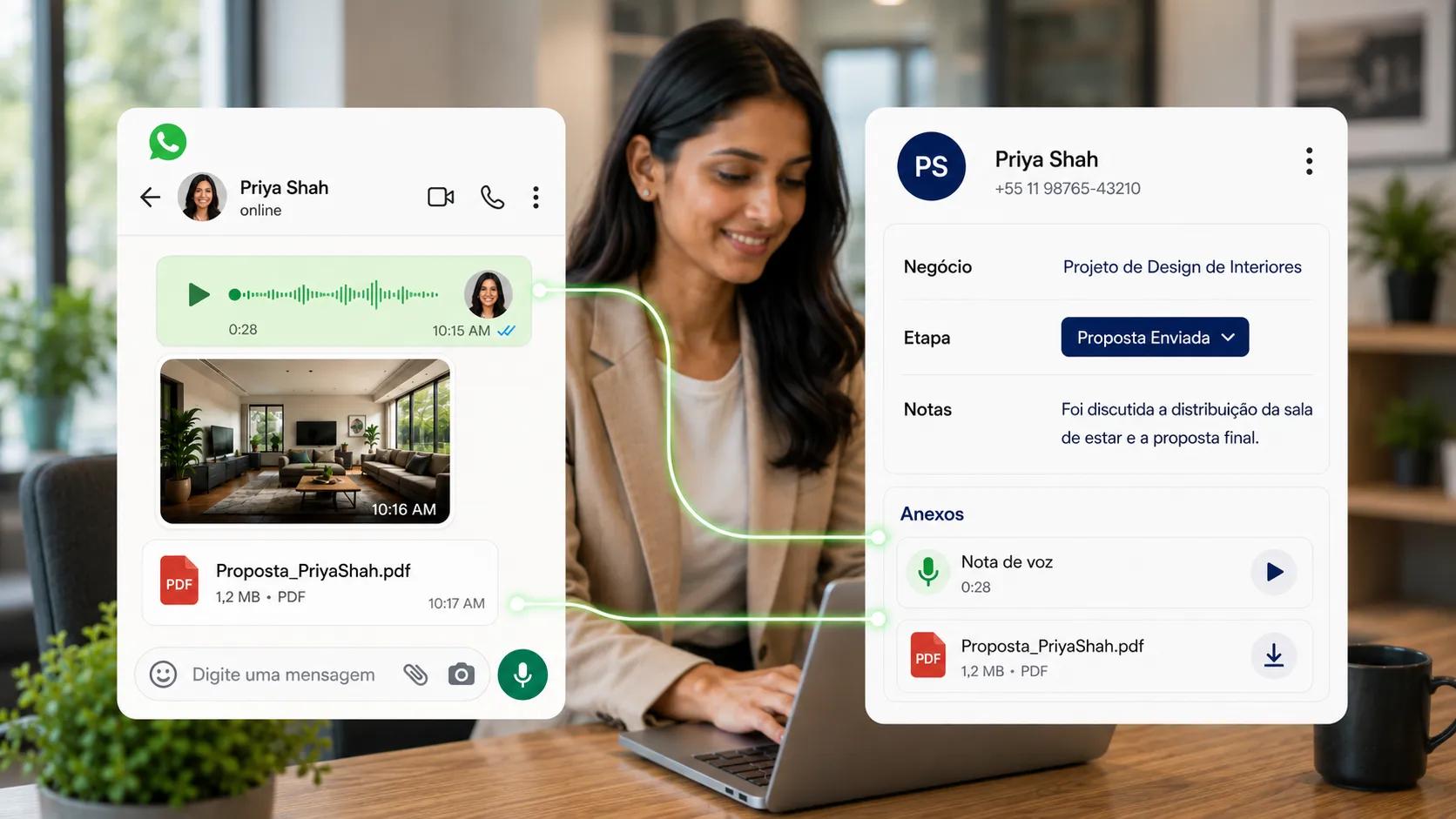 Sincronização de conversas do WhatsApp com o CRM