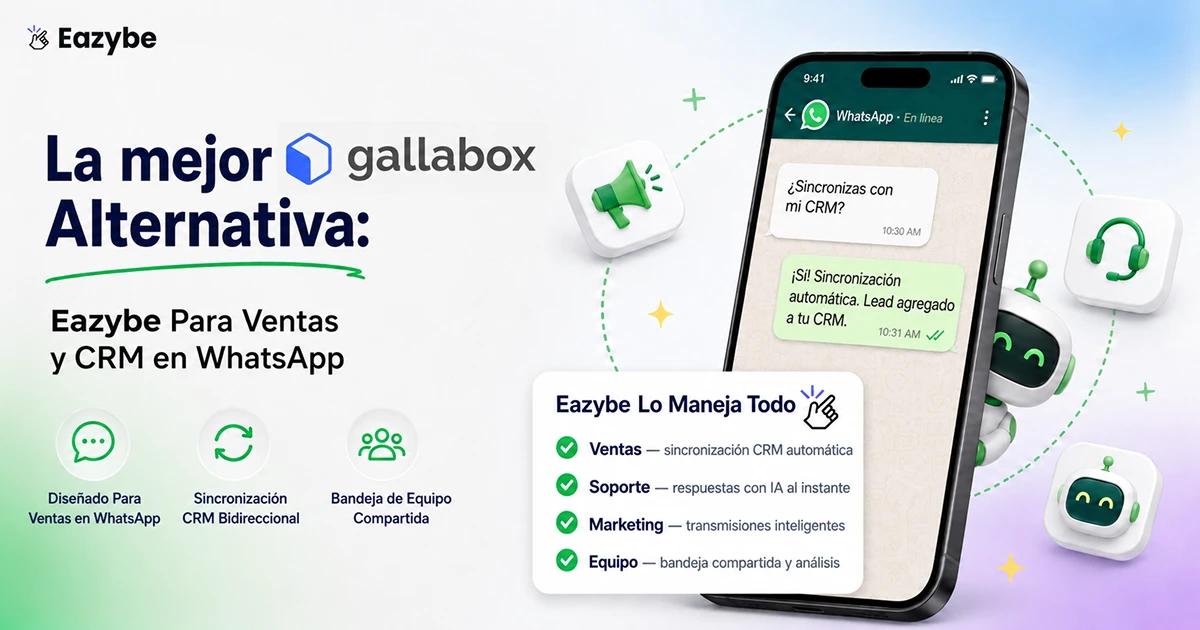 La mejor alternativa a Gallabox: Eazybe para ventas y CRM en WhatsApp
