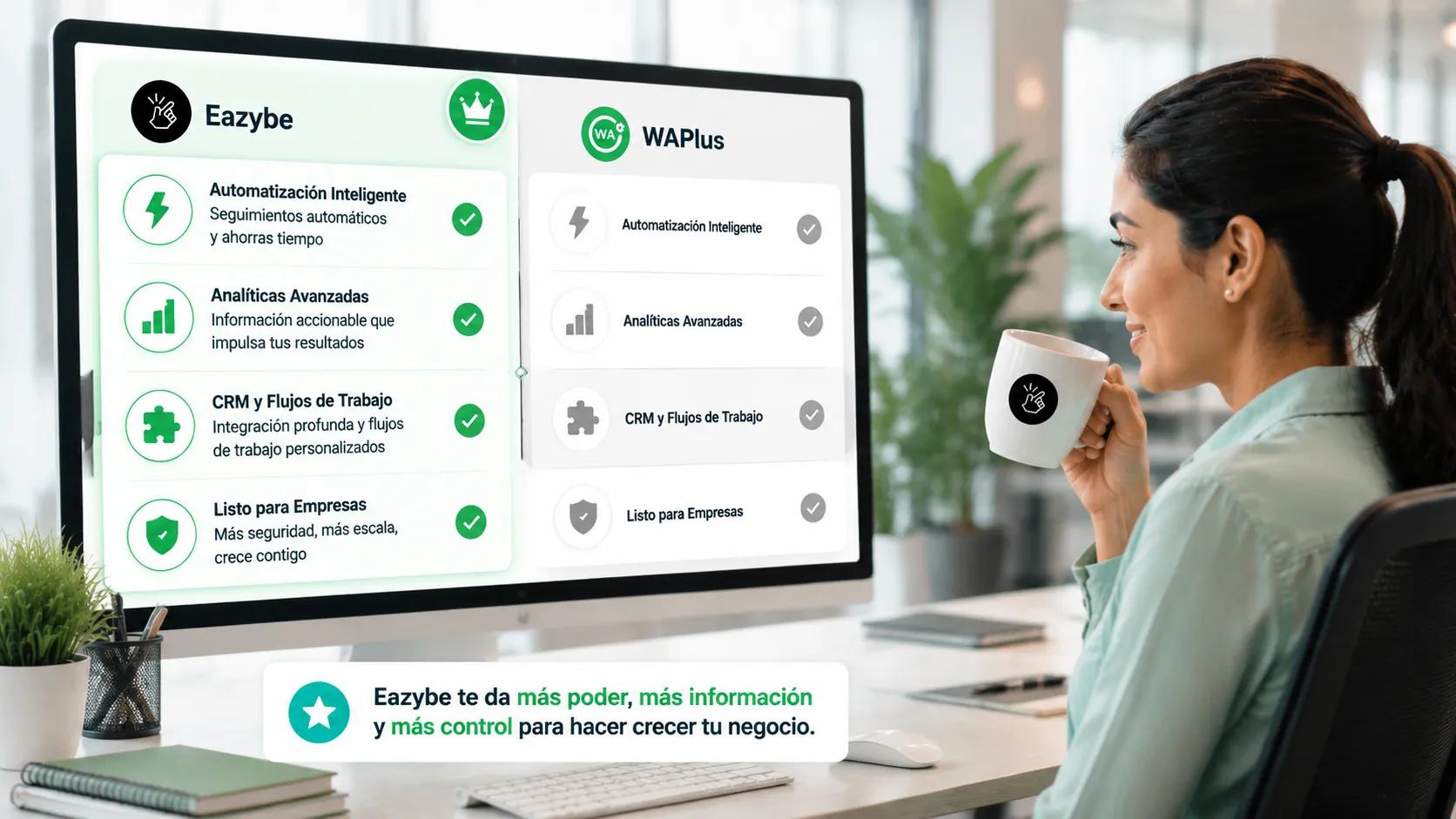 Comparativa de funciones de Eazybe frente a WAPlus