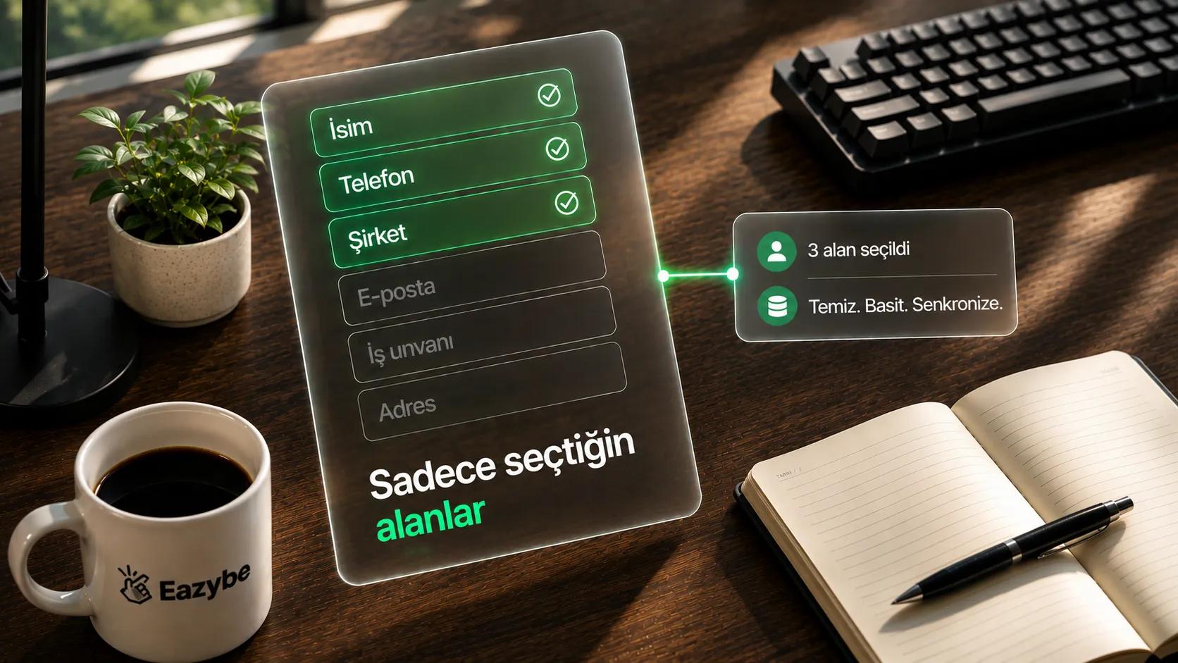 Hangi Bitrix24 alanlarının WhatsApp'tan güncelleneceğini seçmek: ad, telefon, şirket