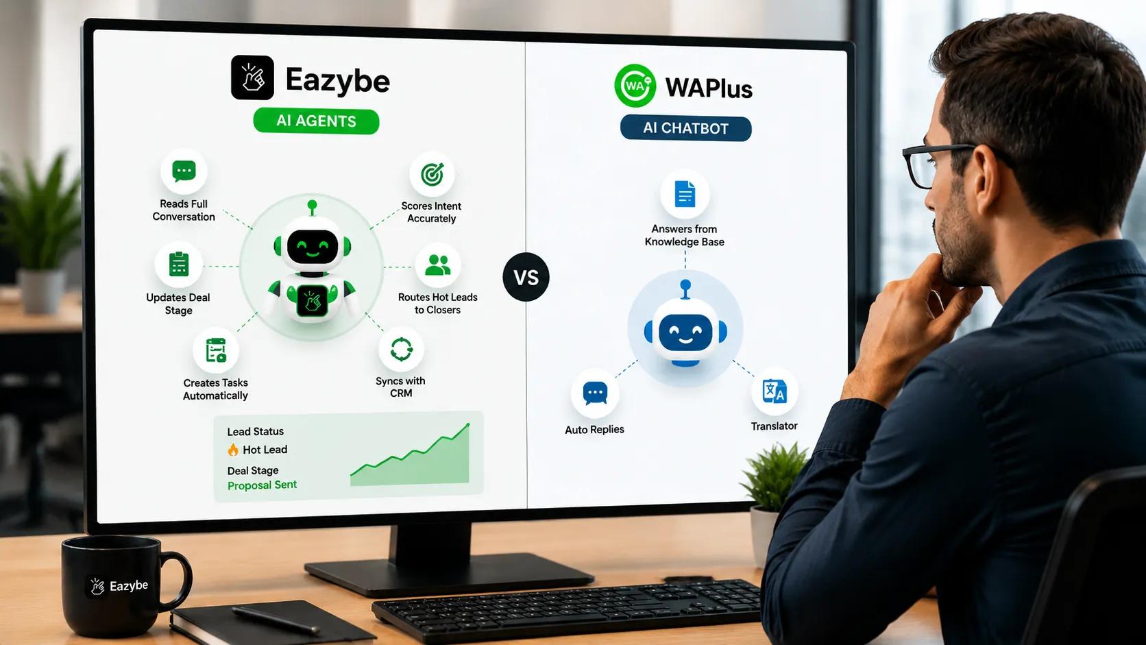 Eazybe AI agents vs WAPlus AI chatbot