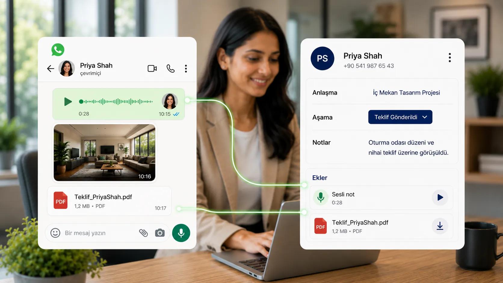 WhatsApp sohbetlerinin CRM ile senkronu