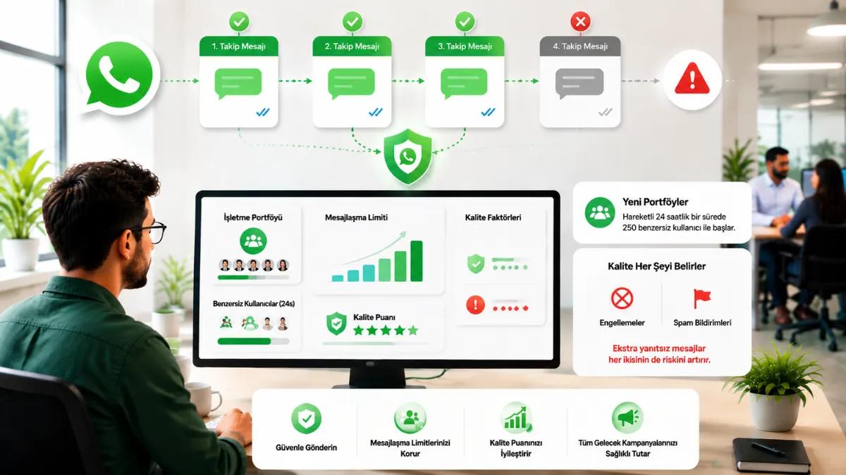 Güvenli WhatsApp takip limitleri: üç mesaj güvenli ve kalite derecesine etkisi