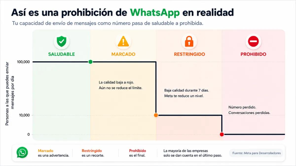 Tabla de etapas de prohibición de WhatsApp