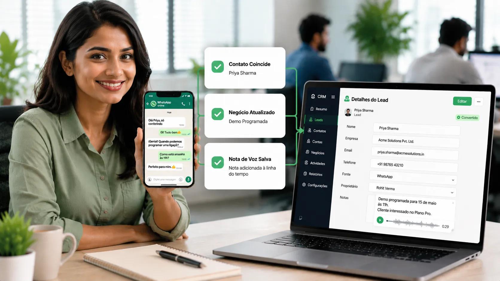 Sincronização de chat do WhatsApp com CRM