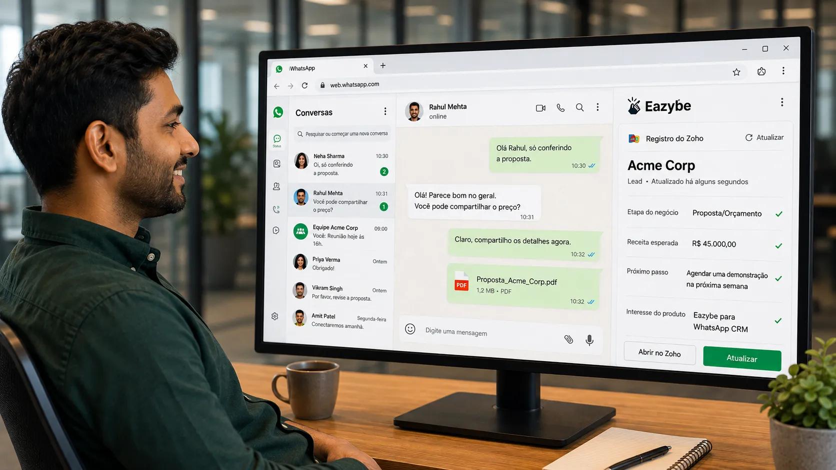Atualizar o Zoho pelo WhatsApp