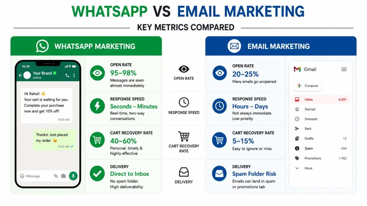 WhatsApp vs Email Marketing: Key Metrics Compared