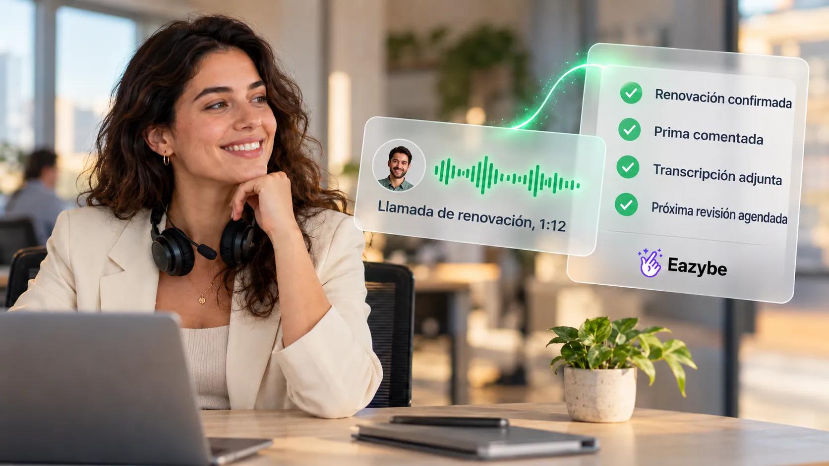 CRM con agente de voz con IA para seguros