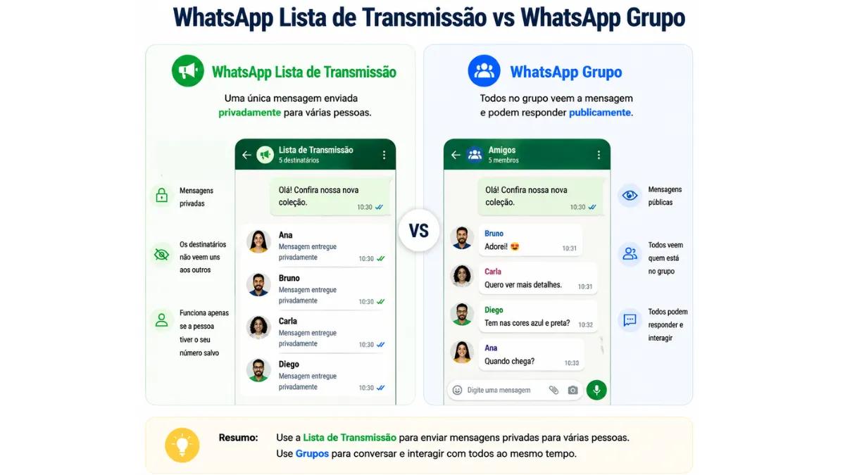 Recurso de transmissão no WhatsApp