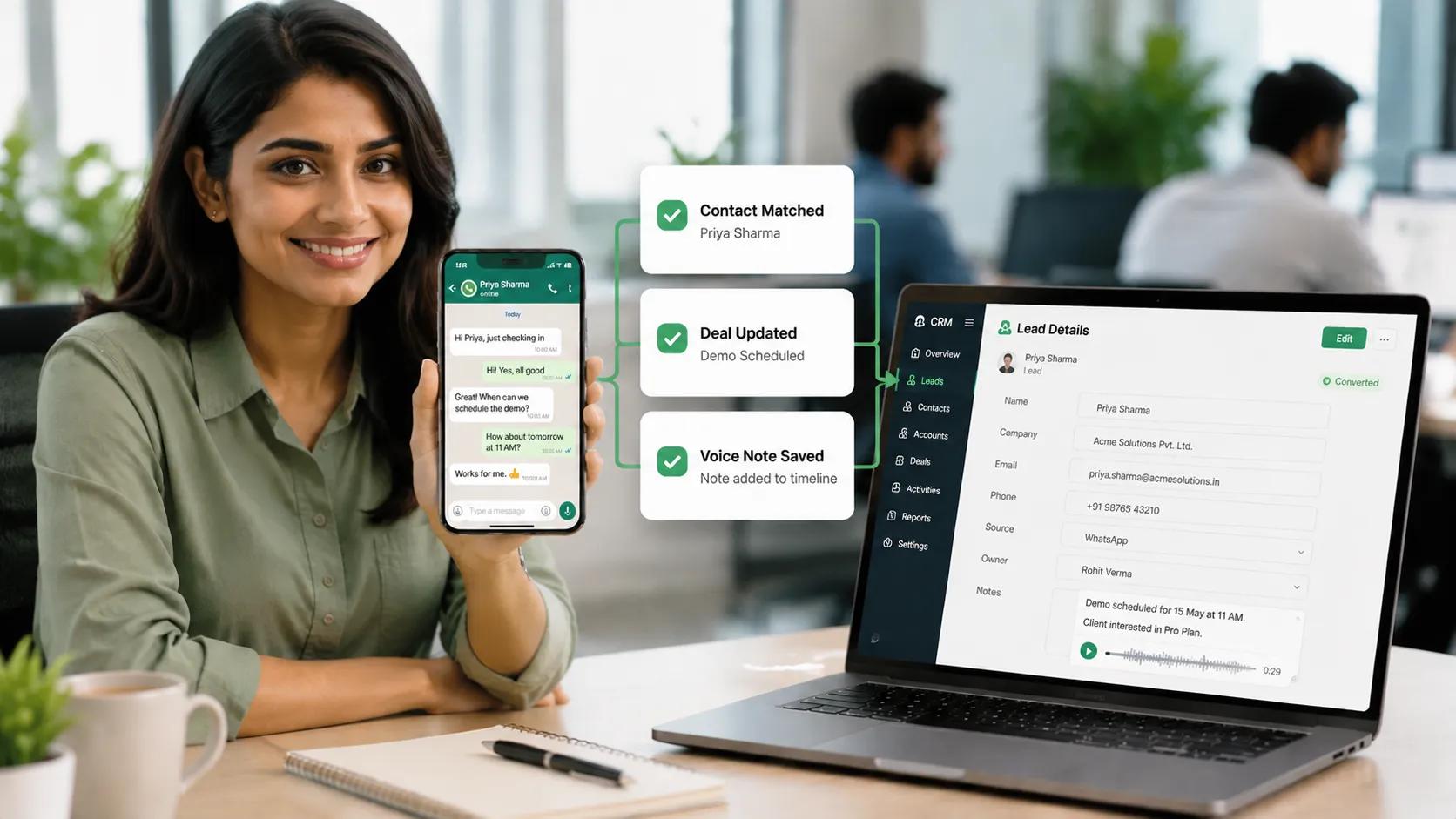 WhatsApp chat syncing CRM