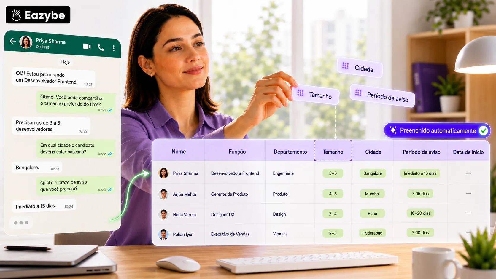 Escolhendo quais campos do WhatsApp sincronizam com as colunas do CRM no Google Sheets