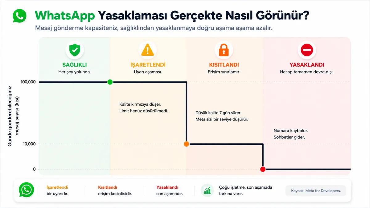 WhatsApp yasaklama aşamaları tablosu