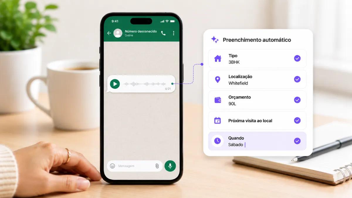 Áudio do WhatsApp preenchendo campos do CRM automaticamente