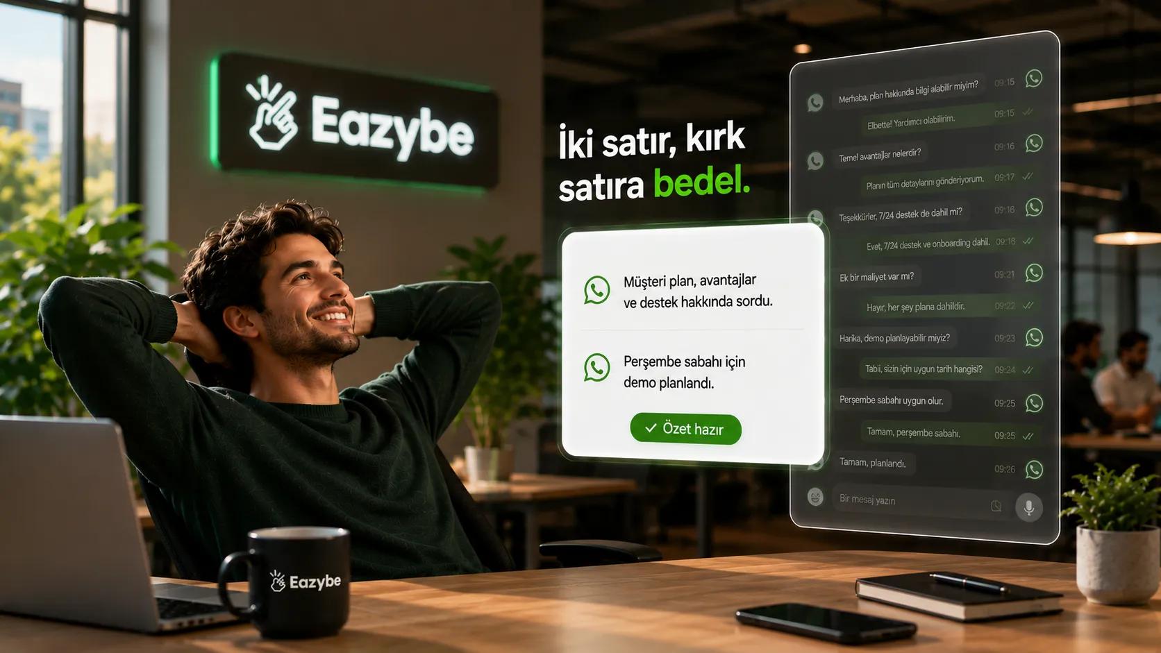Bir Bitrix24 kaydında iki satıra indirilmiş WhatsApp sohbet özeti