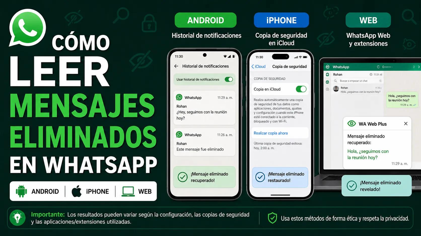 Cómo leer mensajes eliminados en WhatsApp: Android, iPhone, Web