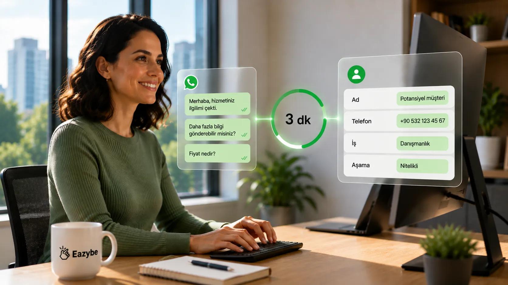 WhatsApp sohbeti, Bitrix24 kişi ve fırsat alanlarını 3 dakikada bir otomatik güncellerken