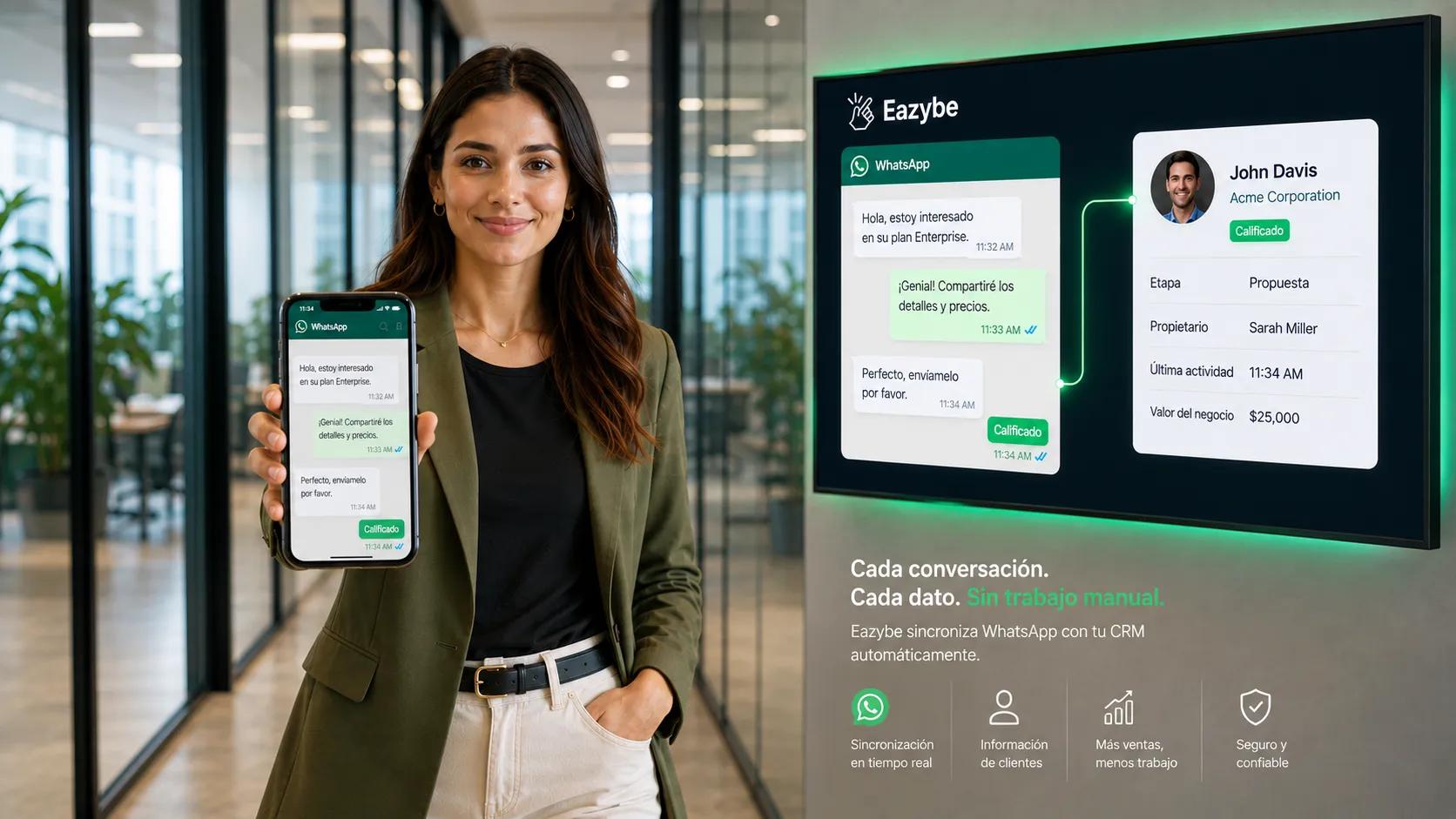 Chat de WhatsApp cualificando un trato, el canal que la mayoría de plataformas de revenue intelligence no captan