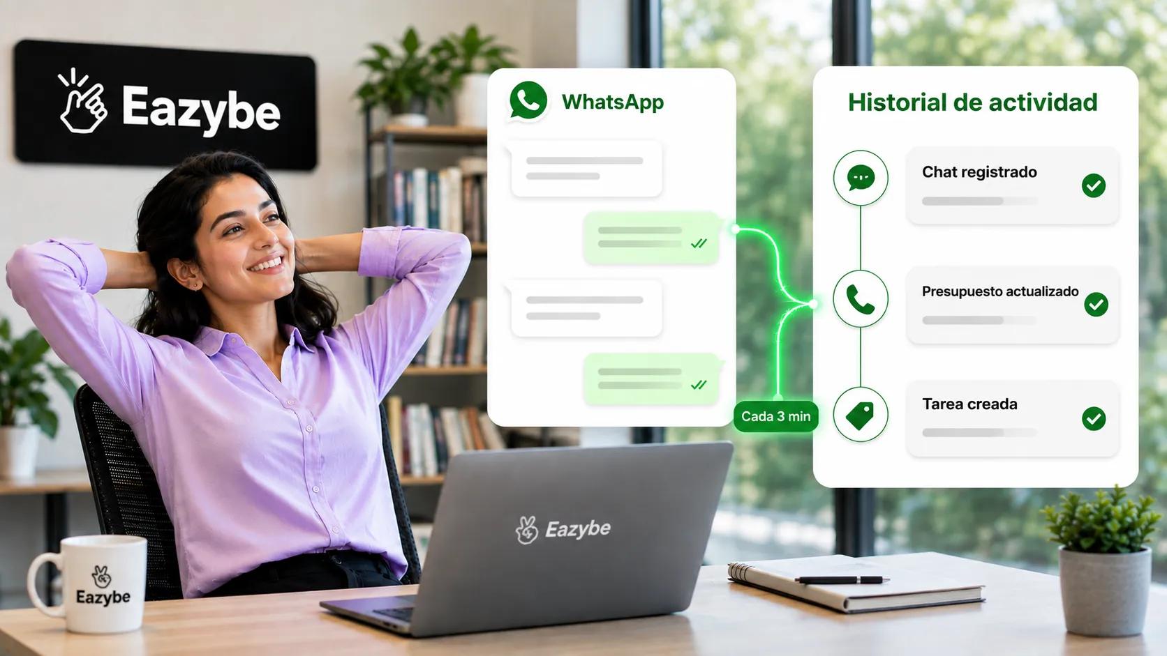 Eazybe sincronizando chats de WhatsApp al historial de actividades de LeadSquared cada 3 minutos