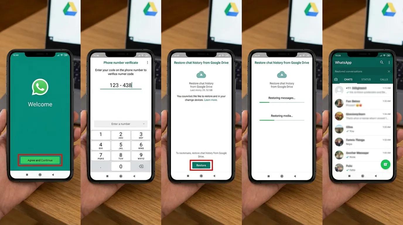 Restaurar bate-papos do WhatsApp do backup do Google Drive