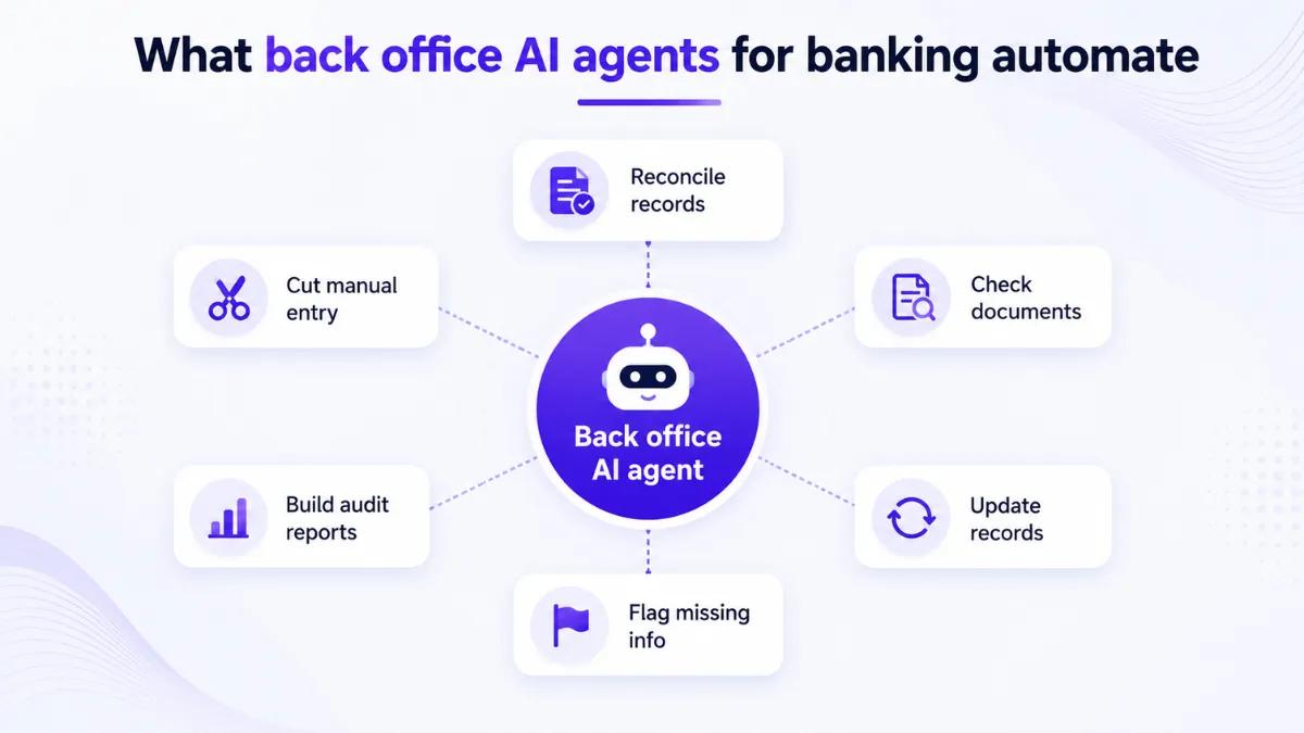 Back office AI agents for banking reconciling records, checking documents and building audit reports