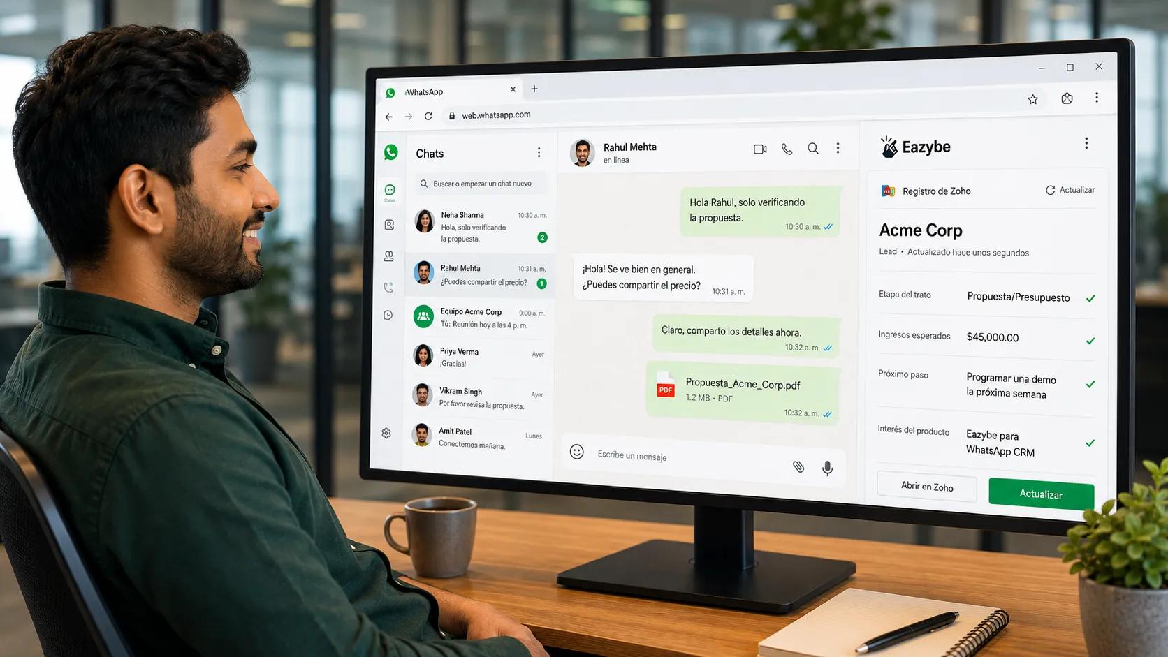 Actualizar Zoho desde WhatsApp