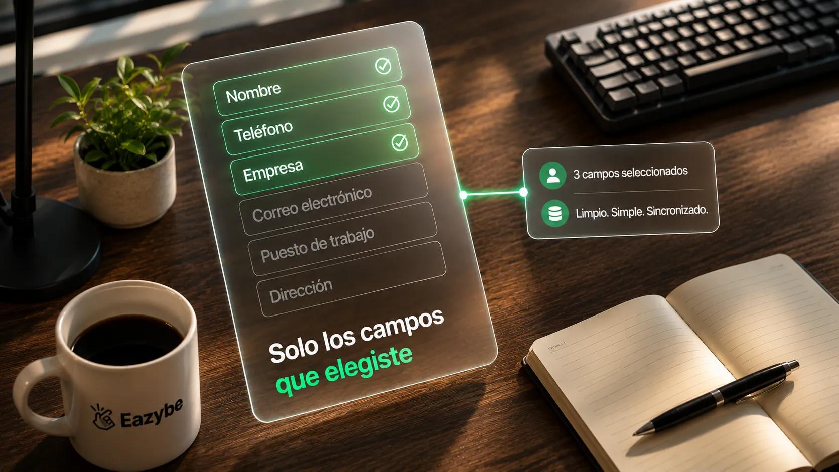 Elegir qué campos de Bitrix24 se actualizan desde WhatsApp: nombre, teléfono, empresa