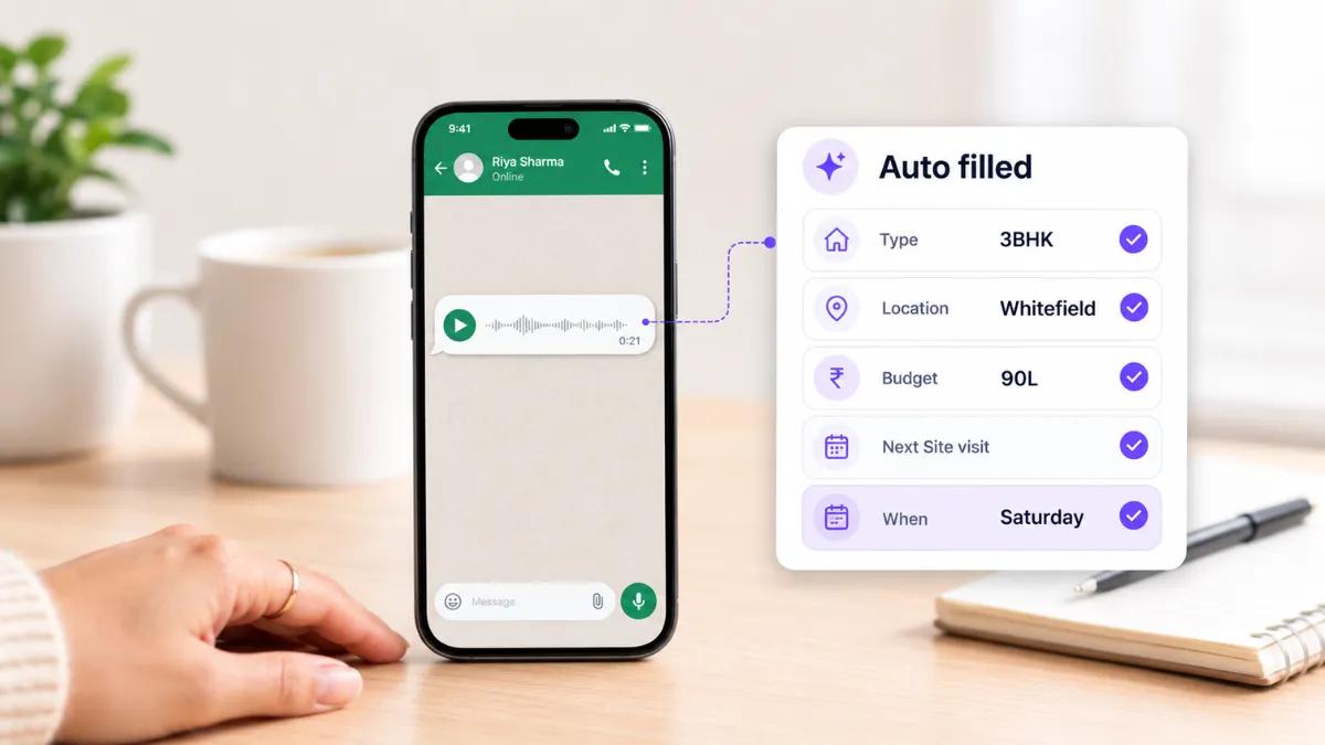 WhatsApp voice note auto-filling CRM fields