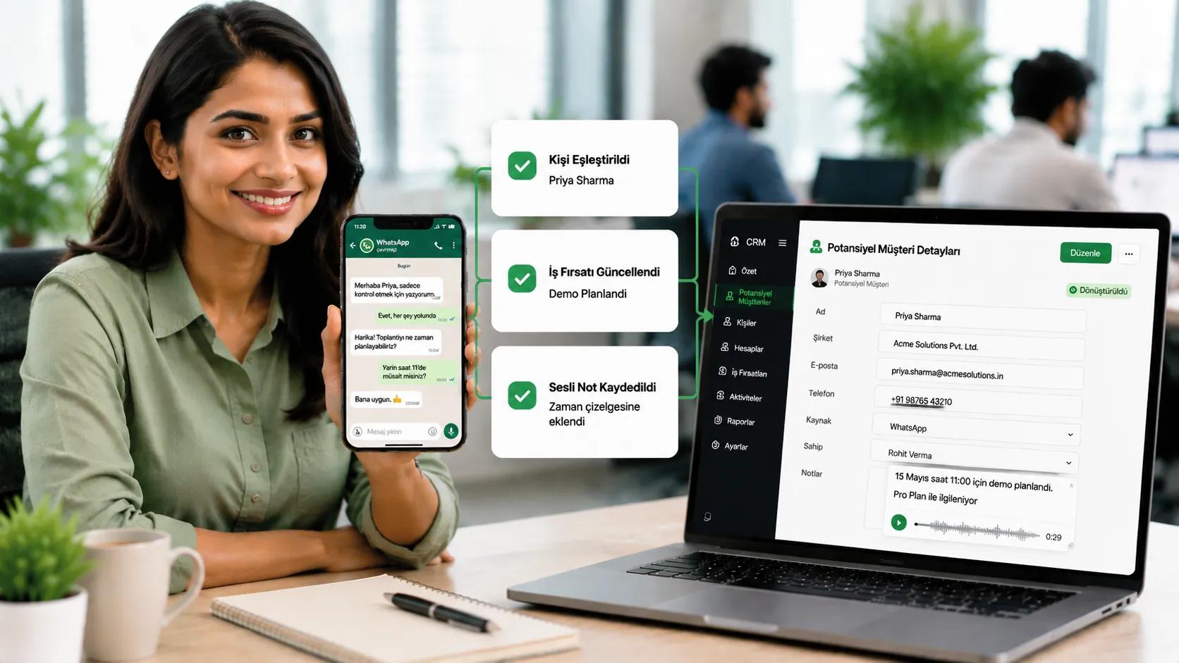 WhatsApp sohbeti CRM ile senkronize ediliyor