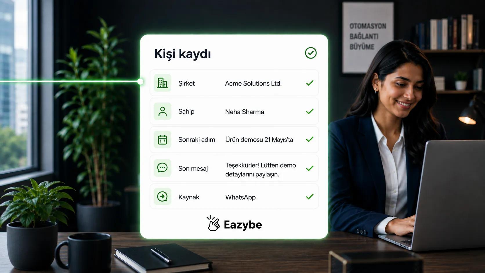Senkronize edilmiş Salesforce contact kaydı