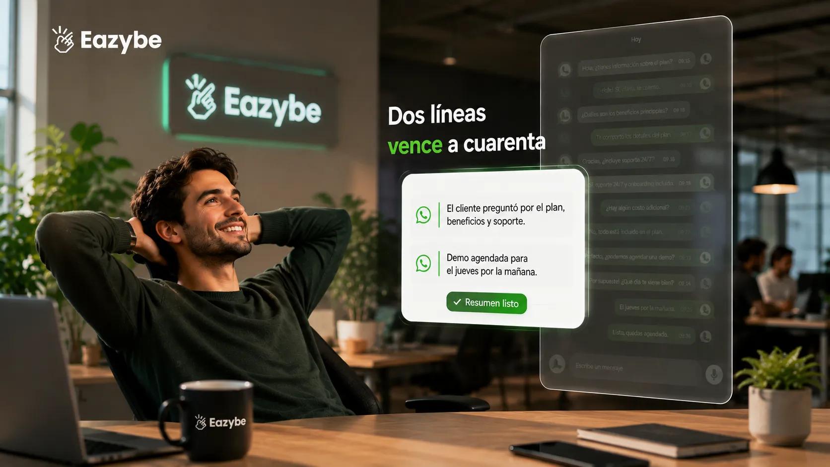 Resumen de un chat de WhatsApp condensado en dos líneas dentro de un registro de Bitrix24