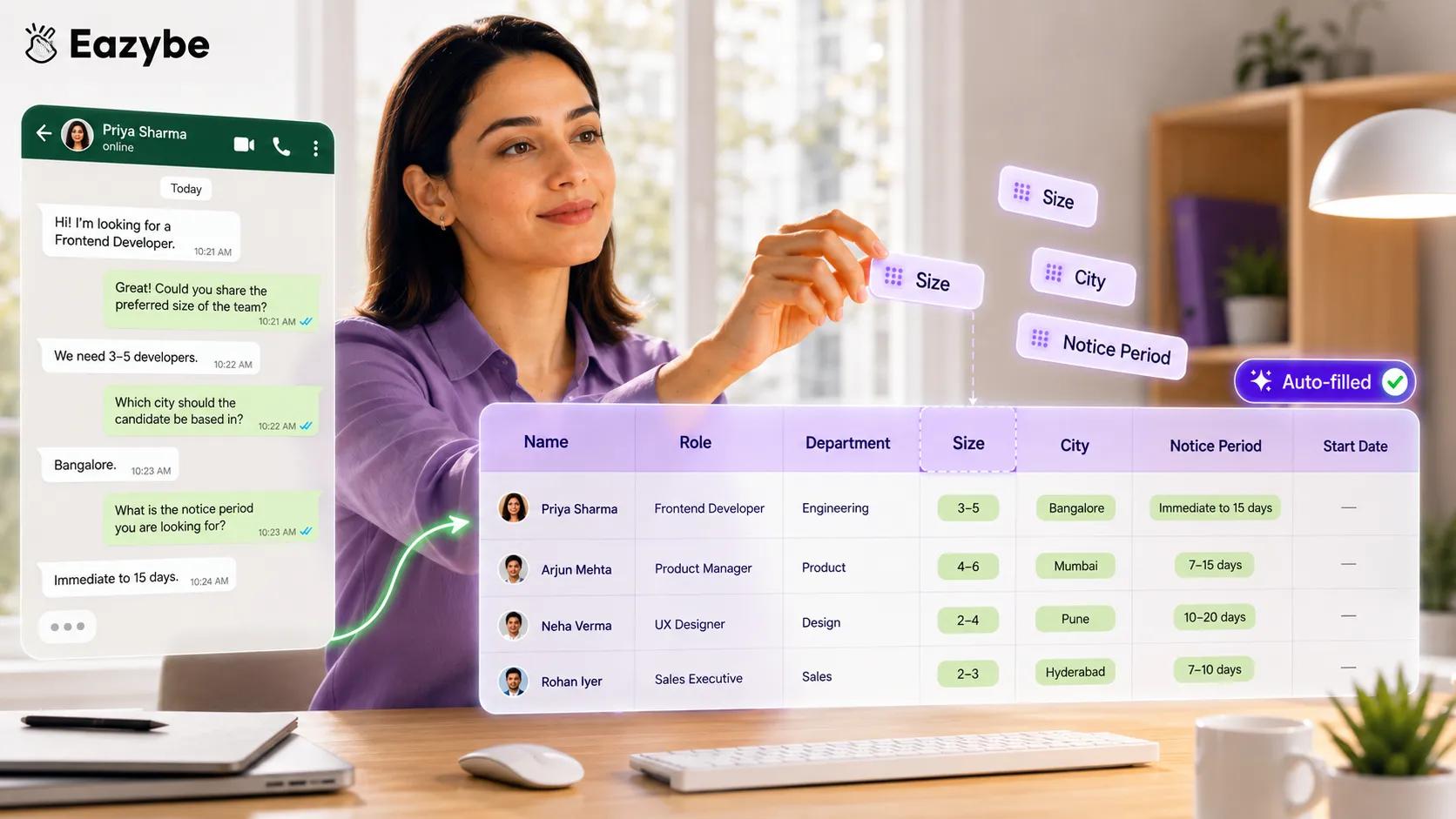 Choosing which WhatsApp fields sync to Google Sheets CRM columns