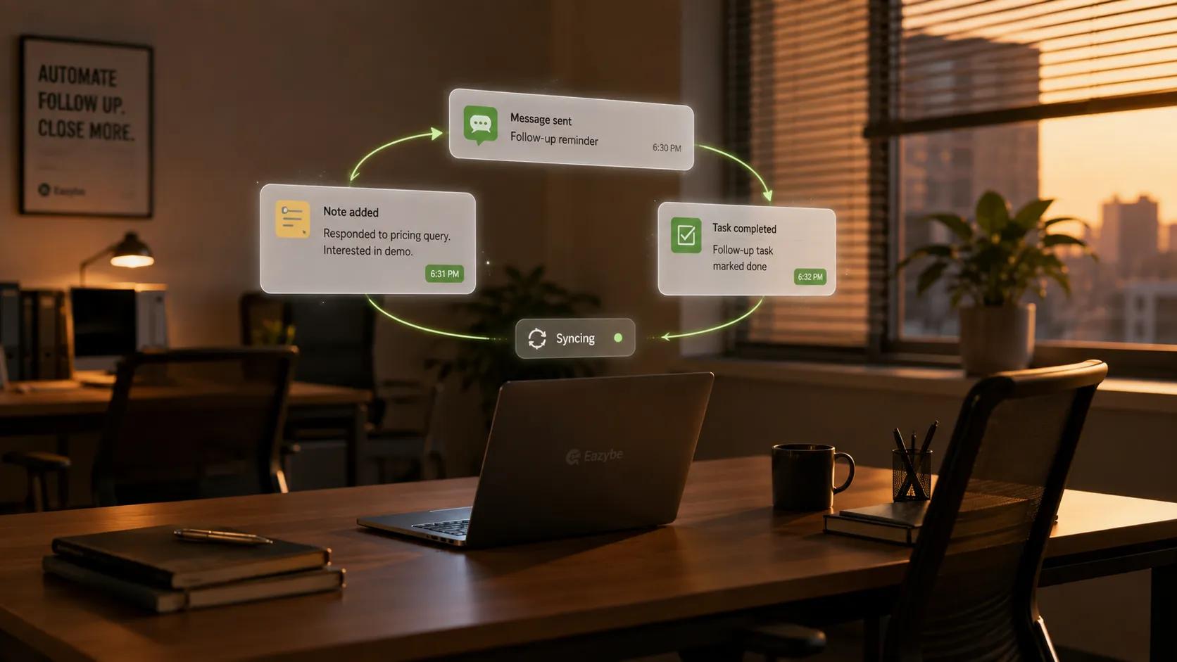 Follow-up reminders, notes and tasks syncing to LeadSquared without manual entry