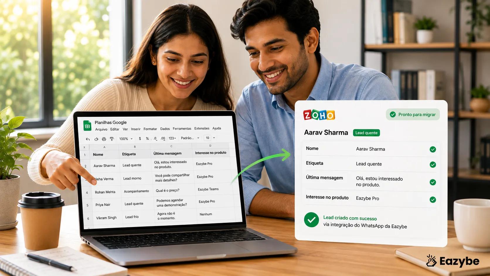 Do Google Sheets para o Zoho