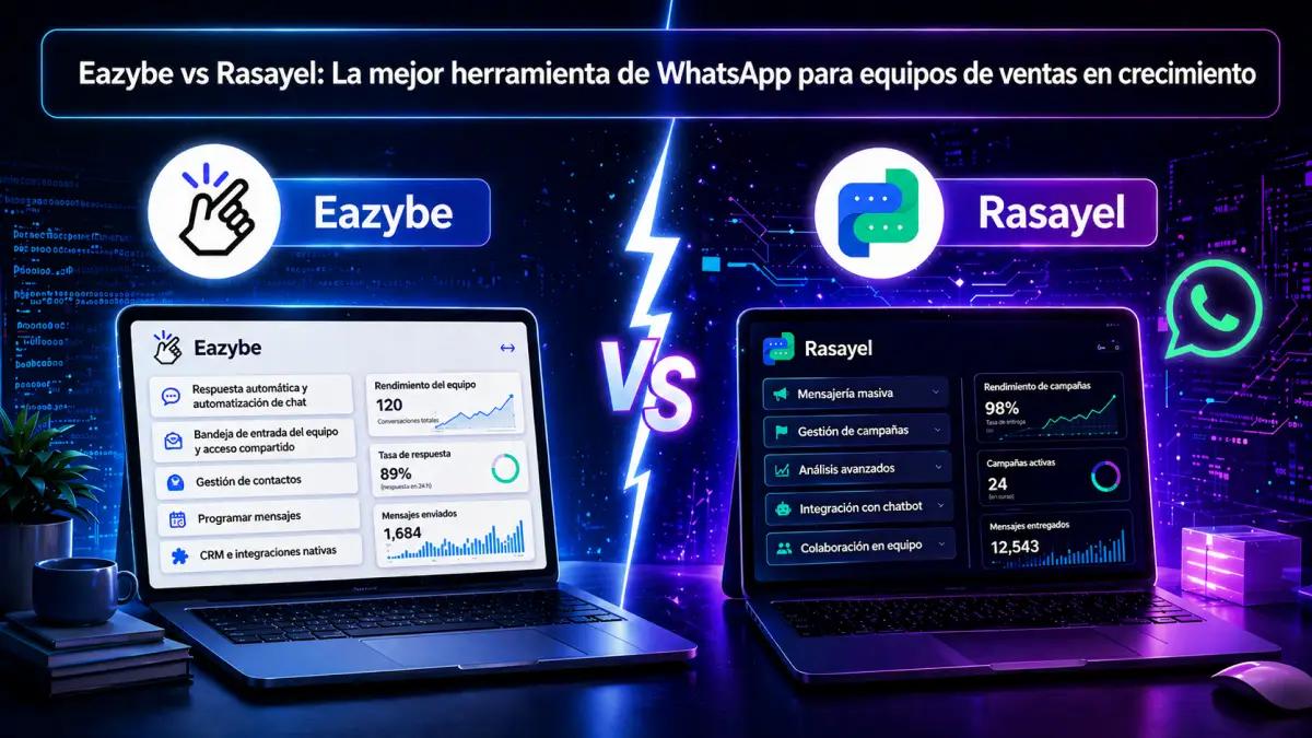 Eazybe vs Rasayel: la mejor herramienta de WhatsApp para equipos de ventas en crecimiento