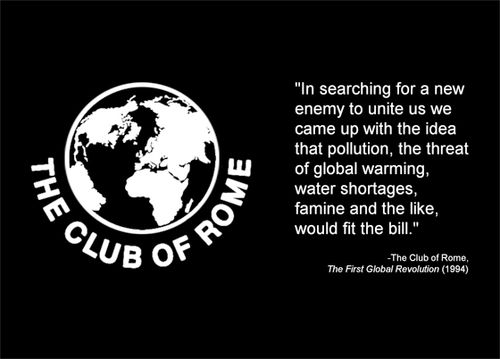 Twenty years later, the Club of Rome is completely open about the fact that "global warming, water shortages, famine and the like, would fit the bill … In searching for a new enemy to unite us." In the same year, they even suggested that "democracy is no longer well suited for the task ahead".