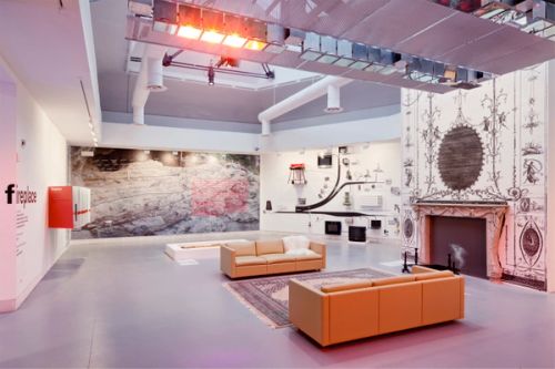 Room Seven: Fireplace ...the promethean technology of the fireplace – one of the many elements competing for origin-of-architecture status – has eventually allowed the element to go into hiding... As our mastery of fire has improved, the former tasks of the fireplace – heating, cooking, lighting, a gathering place and focal point for media and culture – have been divided up among multiple discrete devices, and/or dispersed like tentacles through systems that penetrate every hidden space of architecture and lead eventually to power stations (enormous fireplaces)...