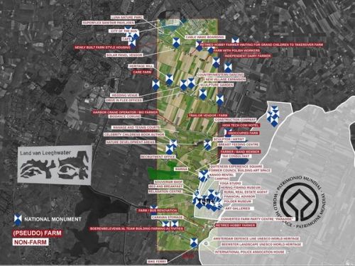 And here again if we look at this rectangle we discover that only the red was connected to the countryside and white was actually a very contemporary expression, where for example even a famous children’s book author lives who just received the Nobel prize for children’s books in New York or you would find a breast feeding center. And every one of these blue patches is a heritage site...