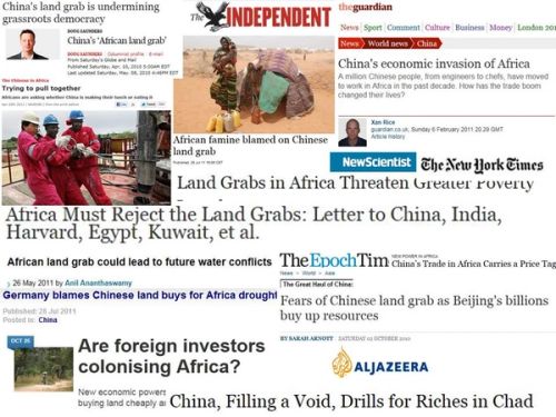One example is the land grabs in Africa. A while ago there was news about how dangerous China and the Middle-East are in buying Africa.