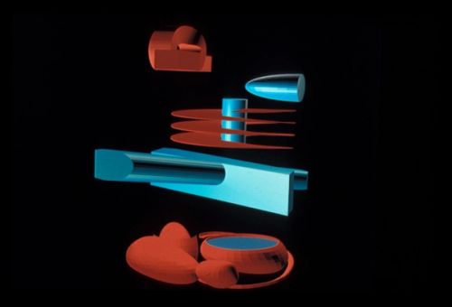 The scheme is based on technological scenarios developed with inventors, system analysts, writers, electronics companies. They all anticipate the utopia of fully integrated information systems to materialize before the opening of the building: books, films, computers will be read on the same magic tablets. The future will spell not the end of the book but a period of new equalities.