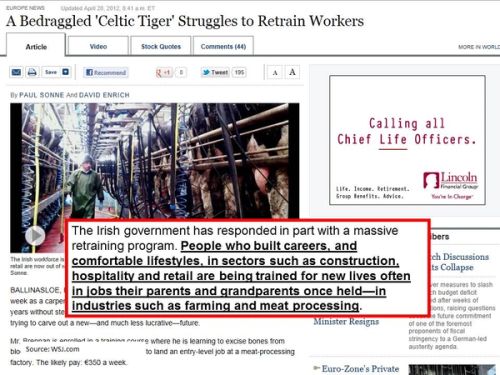 ...this is a former construction worker being retrained to be a farmer in Ireland to accommodate the crisis.