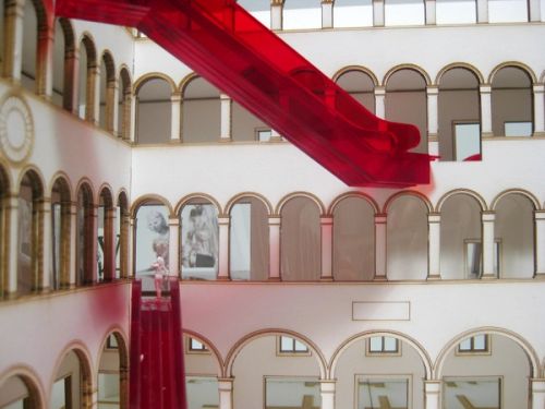 Fondaco dei Tedeschi, first configuration for the escalator, model picture
