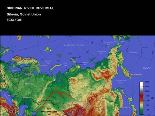 the reversal of a river current to irrigate entire parts of Siberia