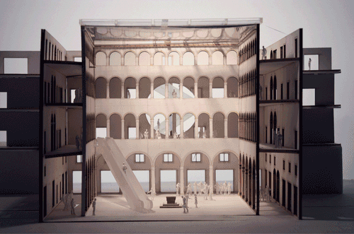 Fondaco dei Tedeschi, Hinged escalator, July 2011