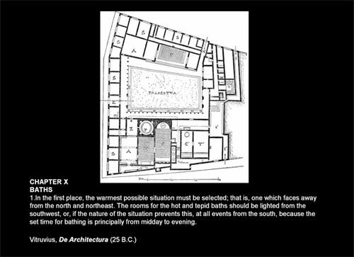 Since the sun was shining from the south, the hottest parts of Roman baths should also be in the south.