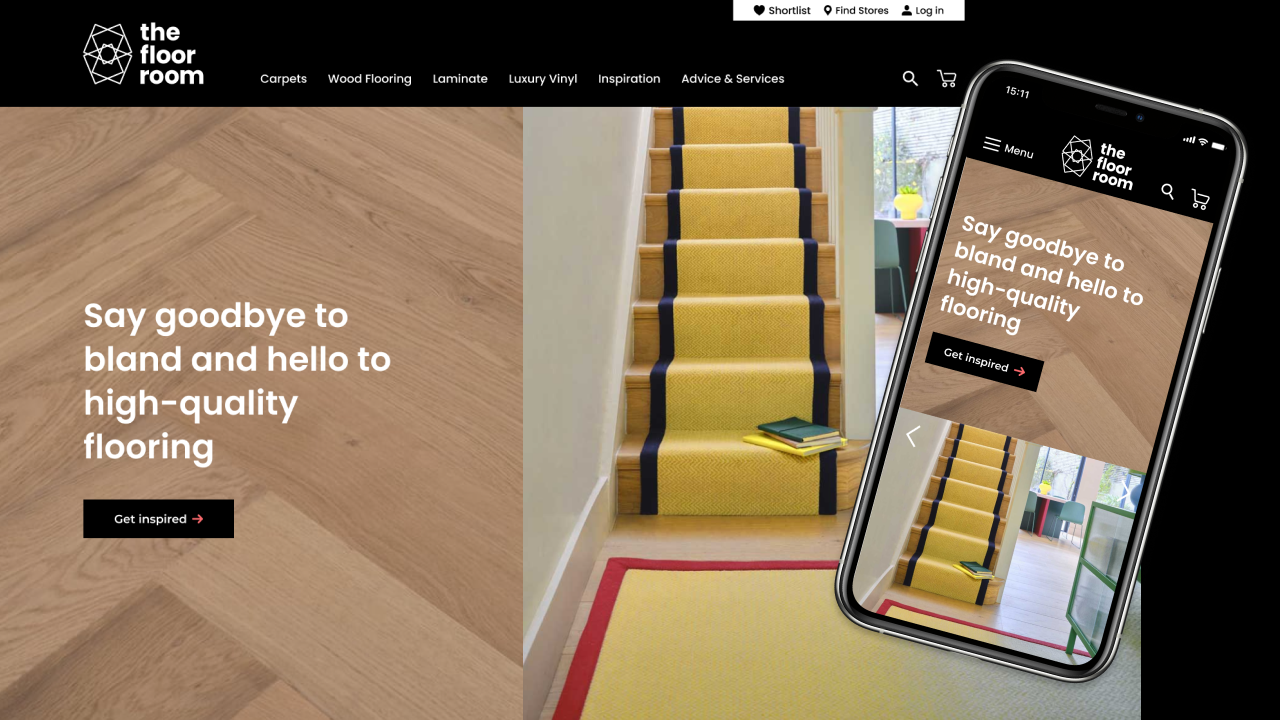 The Floor Room ecommerce website design shown on desktop and mobile devices