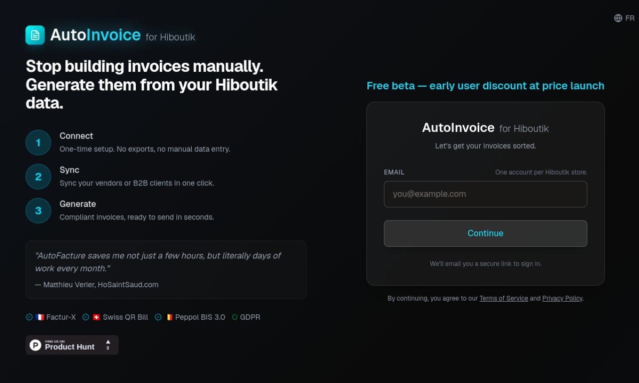 autoFacture for Hiboutik
